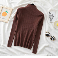 Slim Semi-Turtleneck Jacquard Pullover