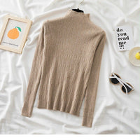 Slim Semi-Turtleneck Jacquard Pullover