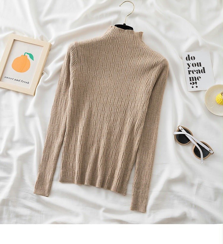 Slim Semi-Turtleneck Jacquard Pullover