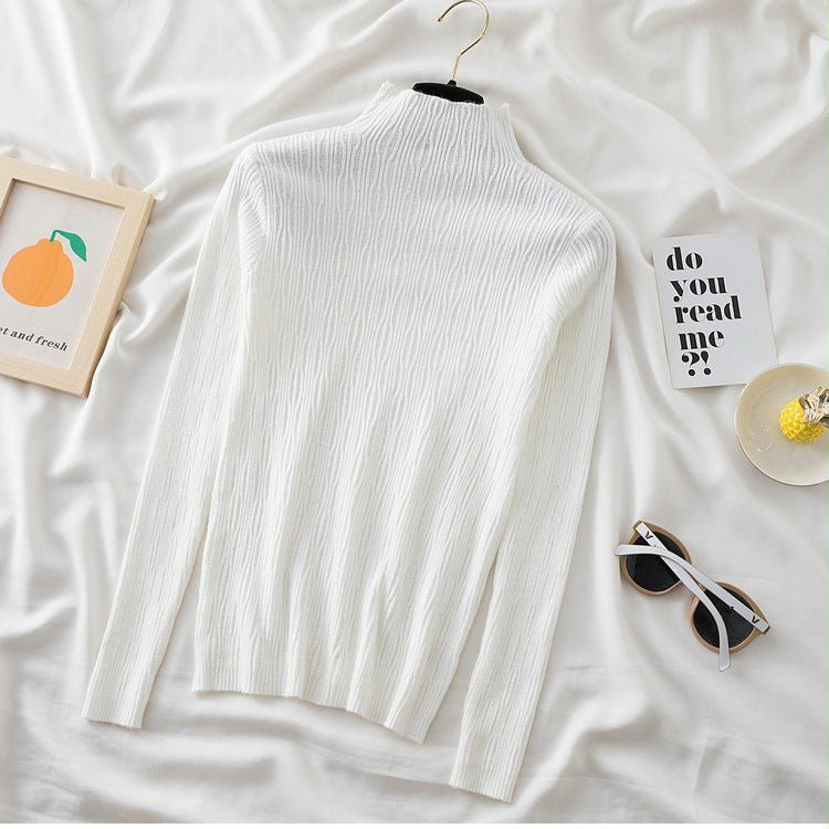 Slim Semi-Turtleneck Jacquard Pullover