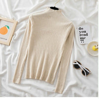 Slim Semi-Turtleneck Jacquard Pullover