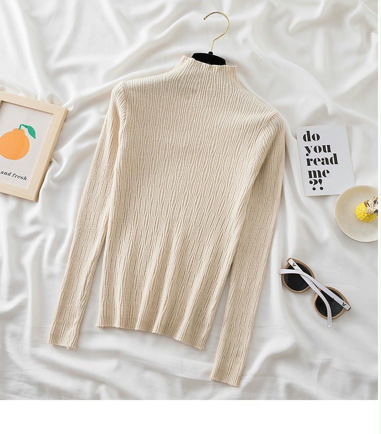 Slim Semi-Turtleneck Jacquard Pullover