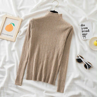 Slim Semi-Turtleneck Jacquard Pullover