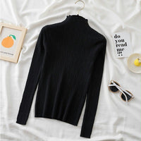 Slim Semi-Turtleneck Jacquard Pullover