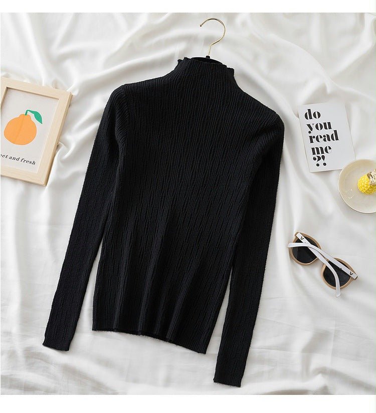 Slim Semi-Turtleneck Jacquard Pullover