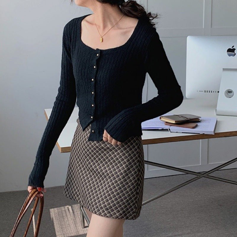 Slim Fit Square Collar Cardigan