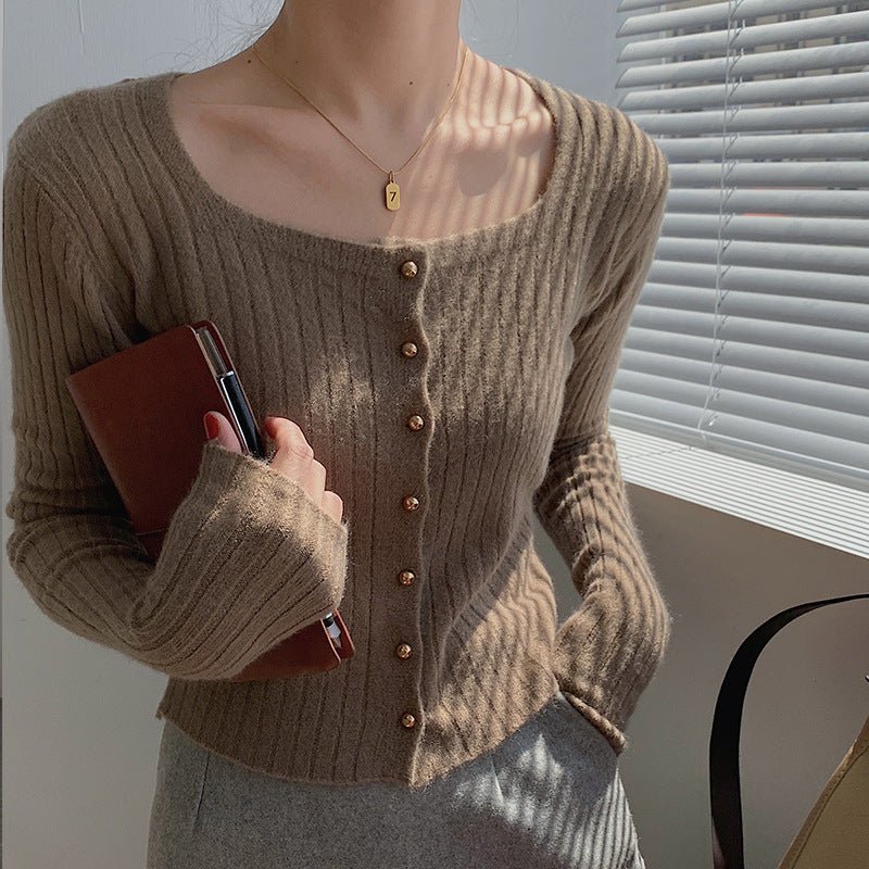 Slim Fit Square Collar Cardigan