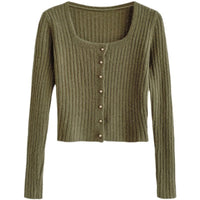 Slim Fit Square Collar Cardigan