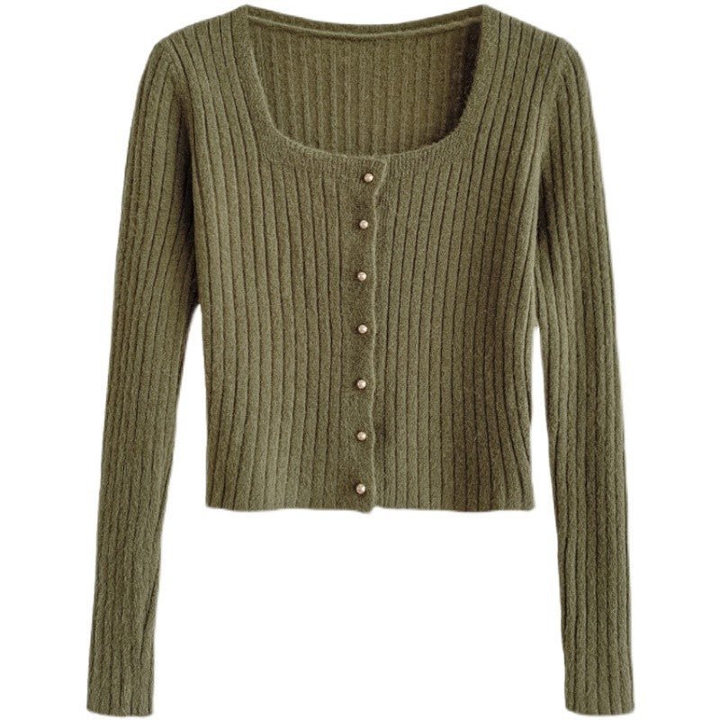 Slim Fit Square Collar Cardigan