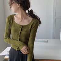 Slim Fit Square Collar Cardigan