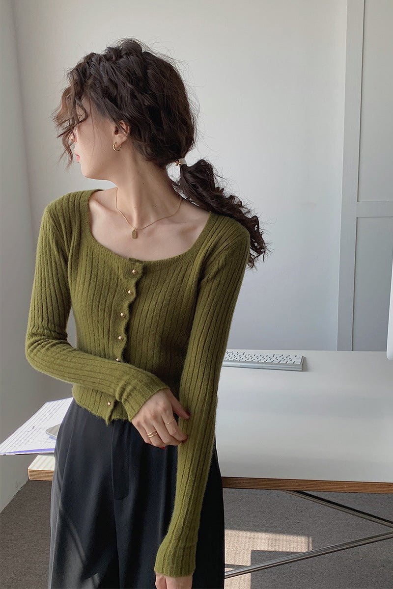 Slim Fit Square Collar Cardigan