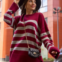 Loose Striped Crew Neck Pullover