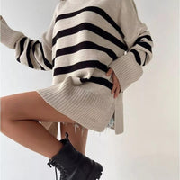 Loose Striped Crew Neck Pullover