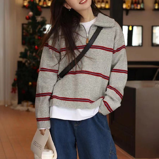 Striped/Checked Casual Pullover