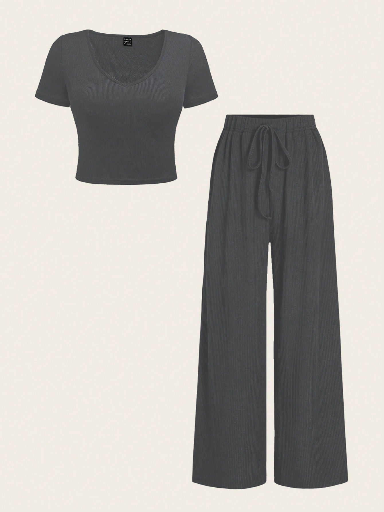 V-Neck Tee & Wide-Leg Pants Set