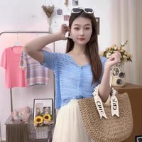 Women’s Ice Curve V-Neck Hollow-Out Short Cardigan