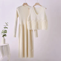 Mid-Long Knit Sweater & Skirt Set