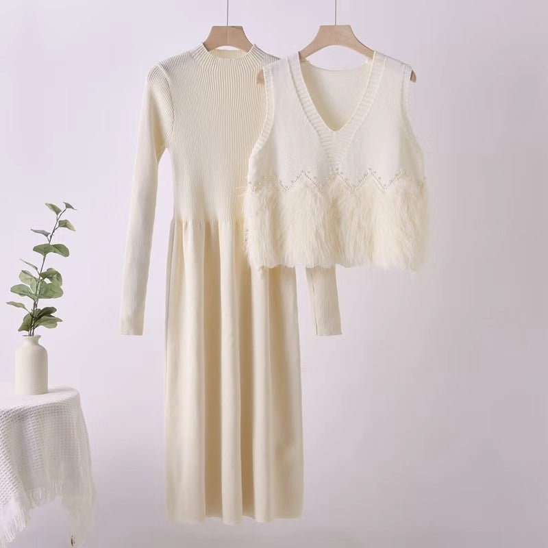 Mid-Long Knit Sweater & Skirt Set