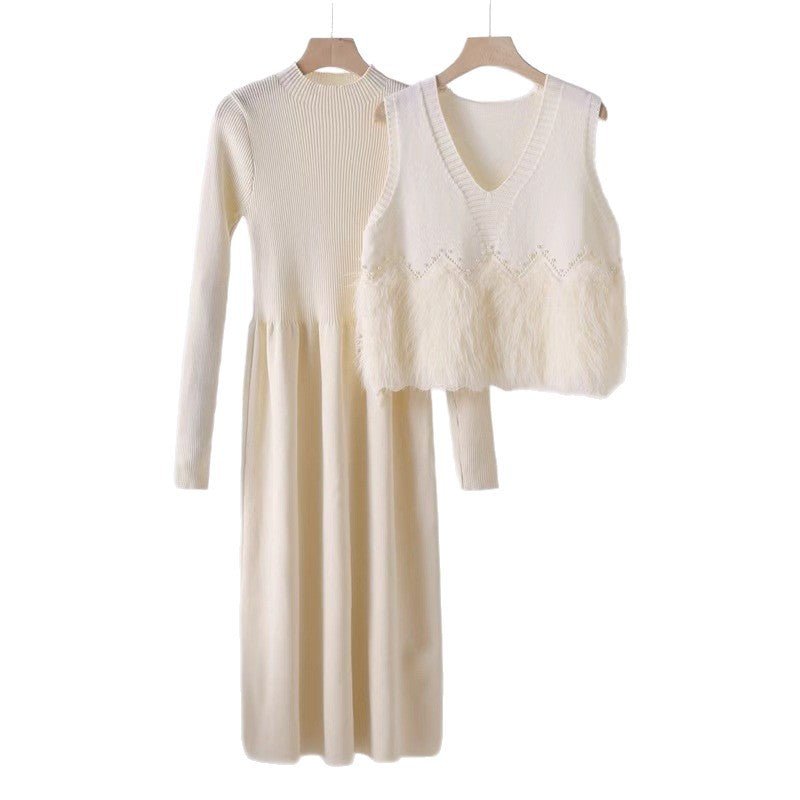 Mid-Long Knit Sweater & Skirt Set