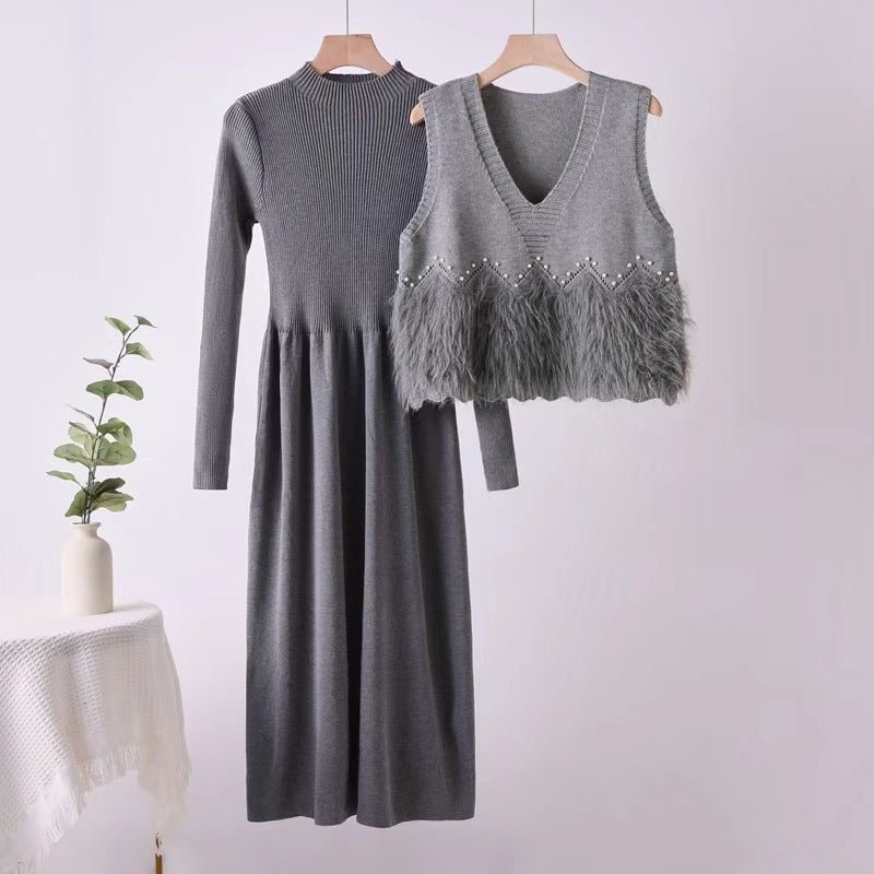 Mid-Long Knit Sweater & Skirt Set