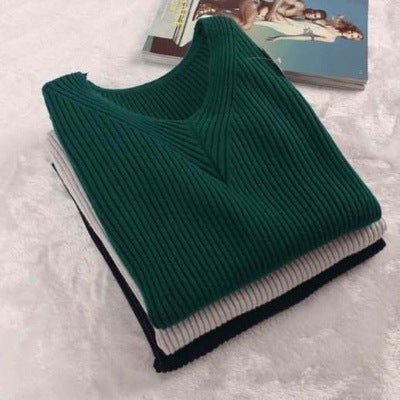 Slim V-Neck Core-Spun Pullover (1012)