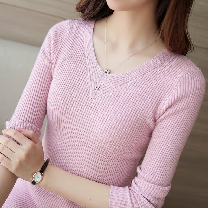 Slim V-Neck Core-Spun Pullover (1012)
