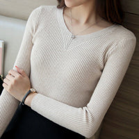 Slim V-Neck Core-Spun Pullover (1012)