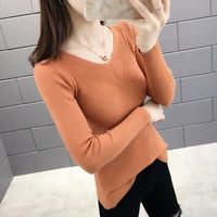 Slim V-Neck Core-Spun Pullover (1012)