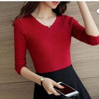Slim V-Neck Core-Spun Pullover (1012)