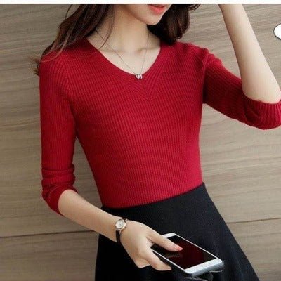 Slim V-Neck Core-Spun Pullover (1012)