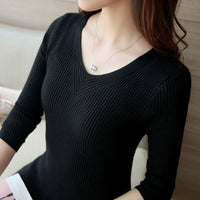 Slim V-Neck Core-Spun Pullover (1012)