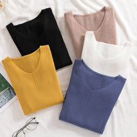 Slim V-Neck Core-Spun Pullover (1012)