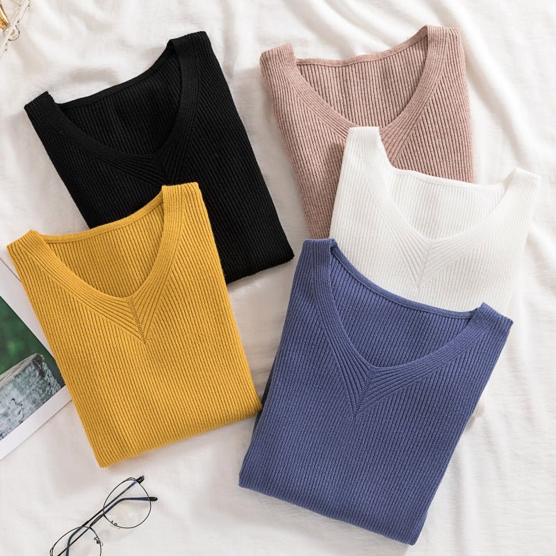 Slim V-Neck Core-Spun Pullover (1012)