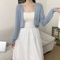 Thin Tencel Rough Edge Shawl Cardigan