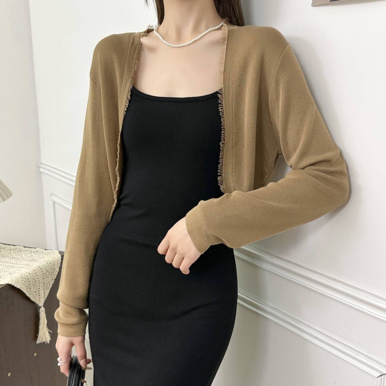 Thin Tencel Rough Edge Shawl Cardigan