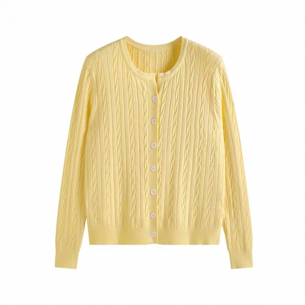 Slim Jacquard Crew Neck Cardigan