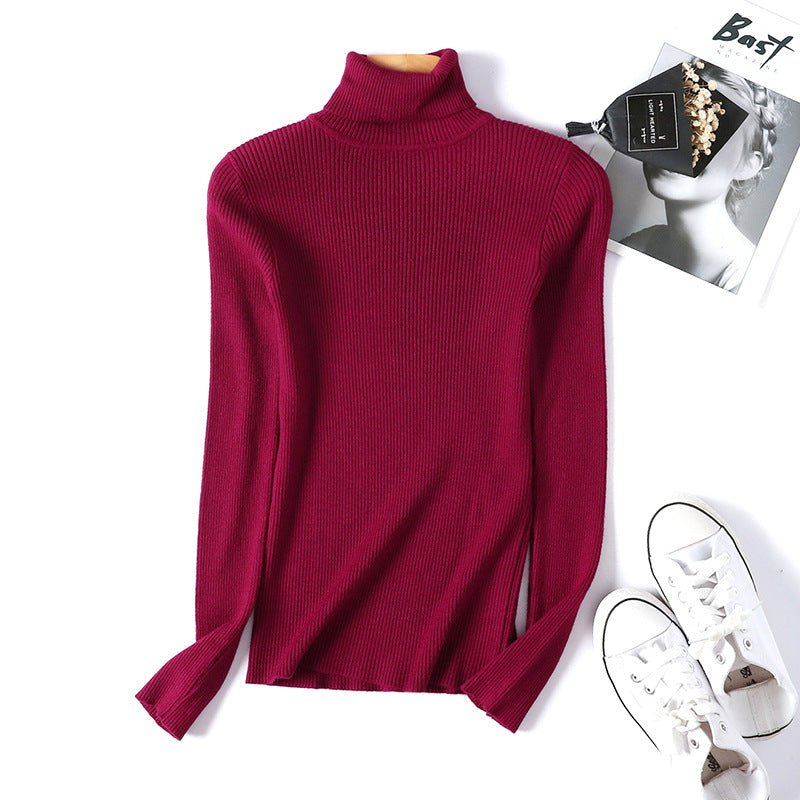 Slim Solid Turtleneck Pullover