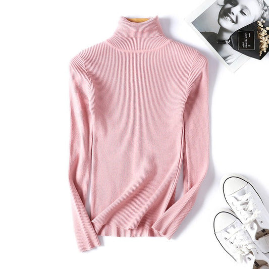 Slim Solid Turtleneck Pullover