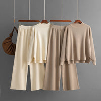 Loose Solid Knit Sweater Two-Piece Set