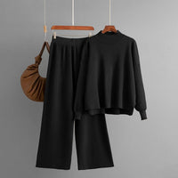 Loose Solid Knit Sweater Two-Piece Set
