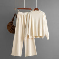 Loose Solid Knit Sweater Two-Piece Set