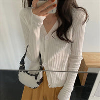 Slim V-Neck Core-Spun Cardigan (881)