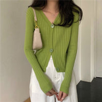 Slim V-Neck Core-Spun Cardigan (881)