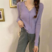 Slim V-Neck Core-Spun Cardigan (881)
