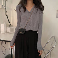 Slim V-Neck Core-Spun Cardigan (881)