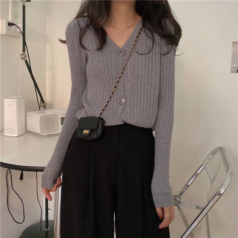 Slim V-Neck Core-Spun Cardigan (881)