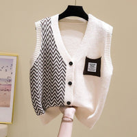 V-Neck Sleeveless Knit Vest Cardigan