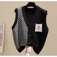 V-Neck Sleeveless Knit Vest Cardigan