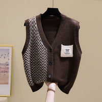 V-Neck Sleeveless Knit Vest Cardigan