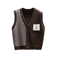V-Neck Sleeveless Knit Vest Cardigan